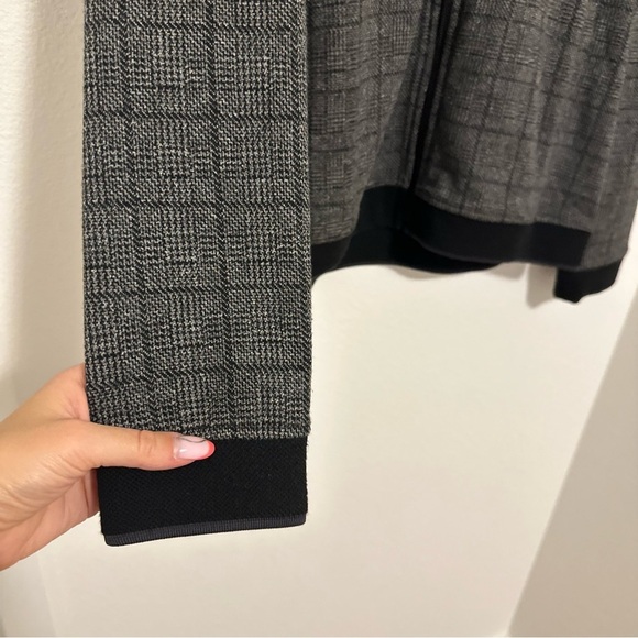 Ted Baker Footi Plaid Soft Knit Zip Up Sweater Jacket Black Gray Size 5, XL Men - Picture 4 of 8